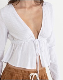 Rhythm - Belle Tie Front Long Sleeve Top