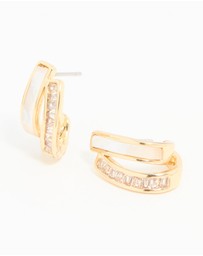 Lovisa - Gold Plated Cubic Zirconia & Mother Of Pearl Jacket Earrings