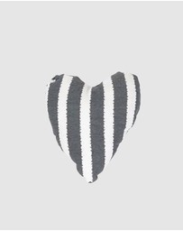 Mog & Bone - Heart Shaped Soft Toy - Charcoal Hamptons Stripe Print