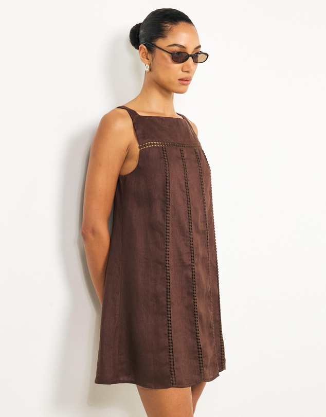 AERE - Tali Panelled Linen Mini Shift Dress