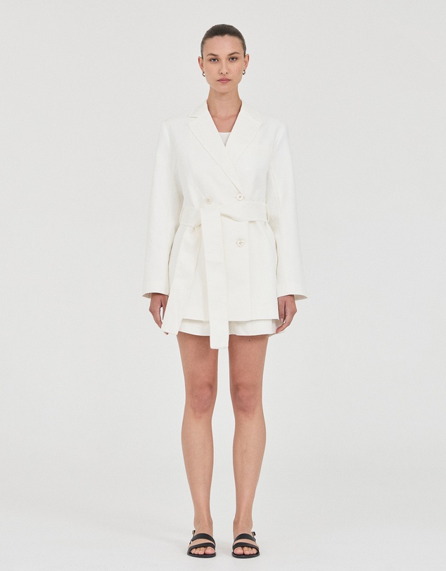 FRIEND of AUDREY - The Linen Blanket-Stitch Shorts