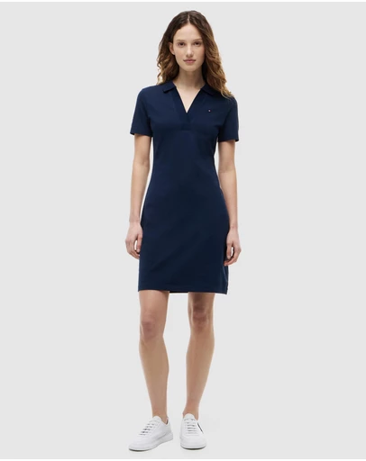 Tommy Hilfiger - Slim Open V-Neck Polo Dress