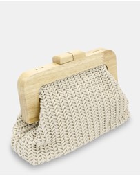Morgan & Taylor - Erica Woven Clutch in Beige