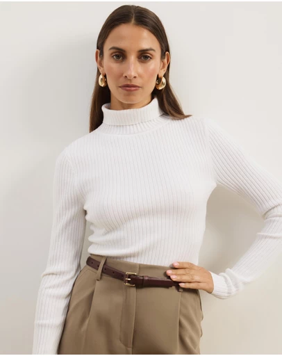 Atmos&Here - Annie Wool Blend Turtleneck Knit Top