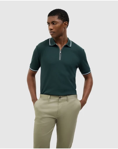 Politix - Morgan Textured Zip-up Polo