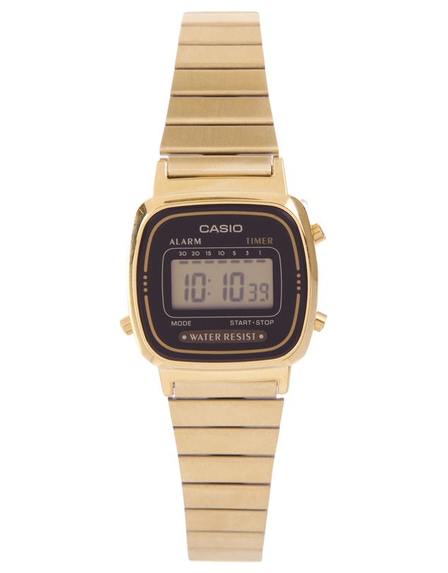 Casio - Digital WR Time Stop Watch Gold Steel Band