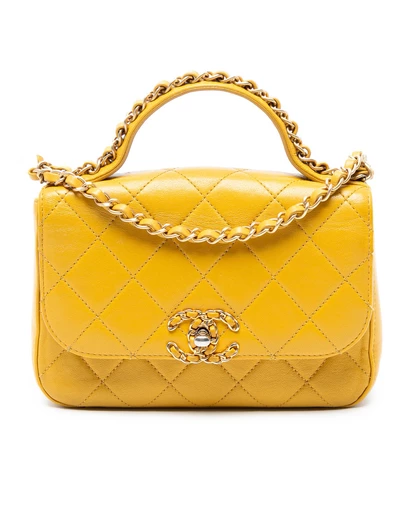 Pre-Loved by Azura Reborn - Pre-Loved Small Quilted Lambskin Chain Infinity Top Handle Bag