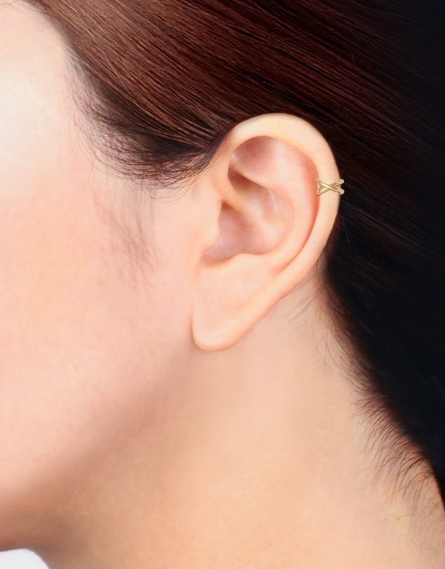 Elli Jewelry - Minimalist Ear Cuff Set in Gold-Plated 925 Silver