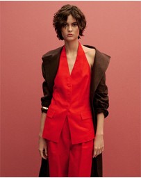 M.N.G - Limona Linen Halter-Neck Waistcoat