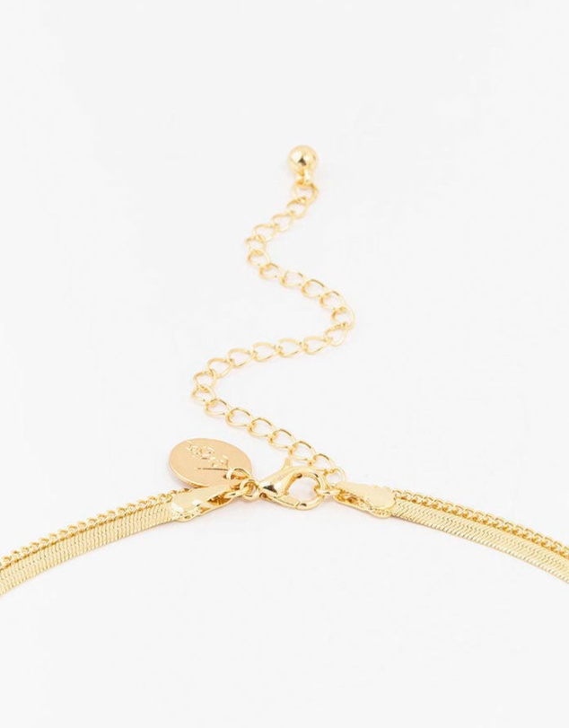 Lovisa - Gold Plated Baguette Snake Pendant Layered Necklace