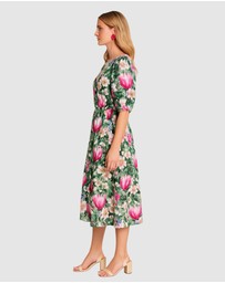 Honey and Beau - Puff Sleeve Midi Dress