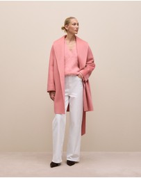 Trenery - Brushed Wool Wrap Coat in Dusty Rose