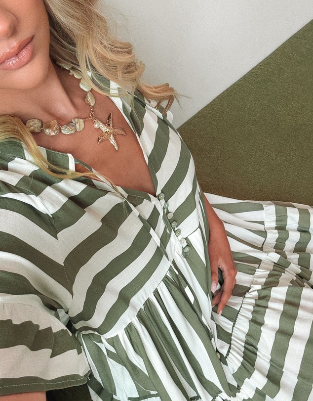 Esther & Co - Serah Dress - Khaki Stripe