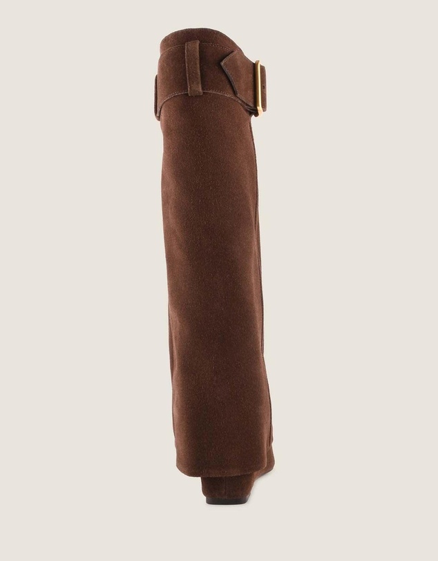 Shelly Shen - Tatum Heel Long Boots Chocolate Suede