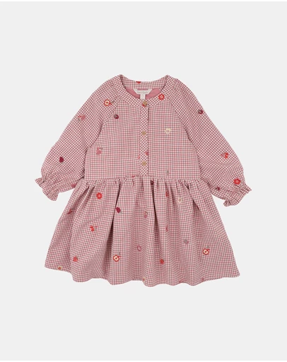 Fox & Finch - Orchard Bloom Emb. Check Dress - Kids
