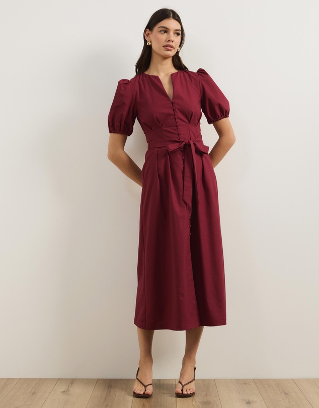 Atmos&Here - Audrey Fitted Button Front Midi Dress