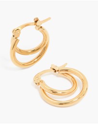 Lovisa - Waterproof Gold Plated Stainless Steel Double Classic Hoop Earrings