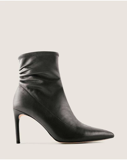 Shelly Shen - Delta Heel Ankle Boots Black Leather
