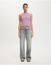 Cotton On - Belted Low Rise Straight Jean