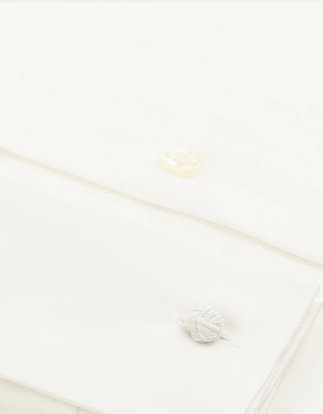 Henry Bucks - HENRY SARTORIAL Slim Plain Twill Shirt Double Cuff WHITE