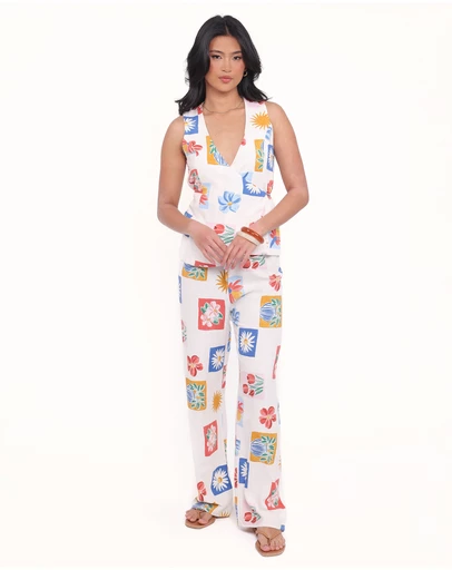Petal & Pup - Amicia Wide Leg Pant - Tulip Stamp