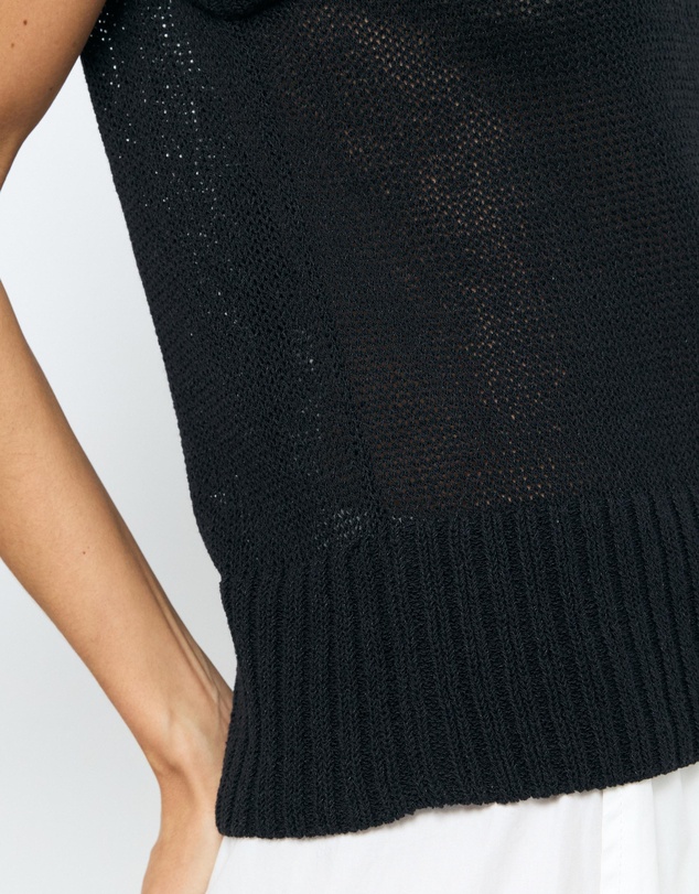 AERE - Lori Textured Organic Cotton Knit Vest
