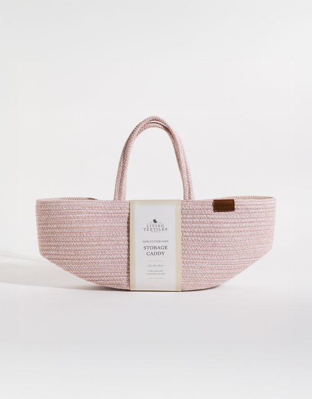 Living Textiles - Cotton Rope Storage Caddy with Divider - Pink