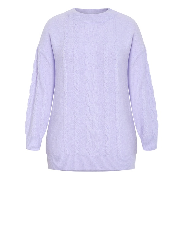City Chic - Plus size Claudia Relaxed Knit Jumper - lilac