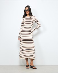 AERE - Bryn Stripe Knit Midi Dress