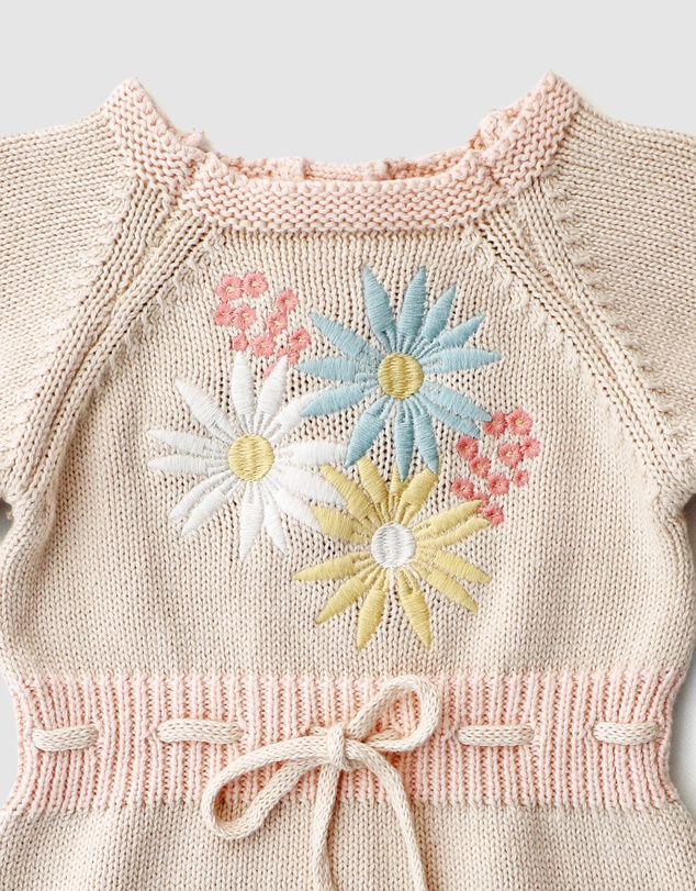 WITH LOVE FOR KIDS - Long Sleeve Knitted Romper - Babies