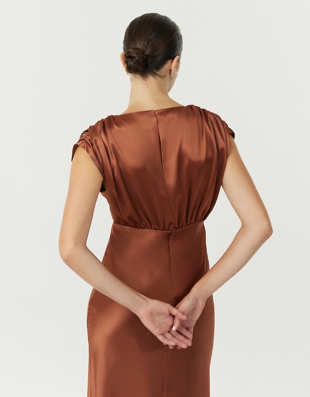 Third Form - Satin Cross Over Gather Dress