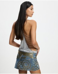 Jaded London - Studded Denim Mini Skirt