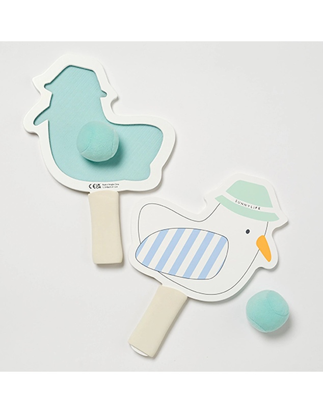 Sunnylife - Kids Velcro Beach Bats Sammy the Seagull Blue Stripe