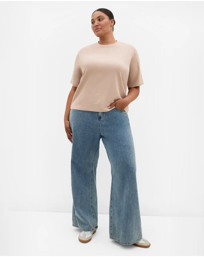 City Chic - Plus size Tahlia Cotton Knit Tee - stone