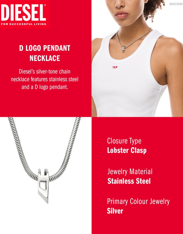 Diesel - D Logo Silver Necklace
