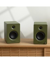 Victrola - Victrola Automatic Turntable + Victrola Tempo Bookshelf Speakers Bundle - Green