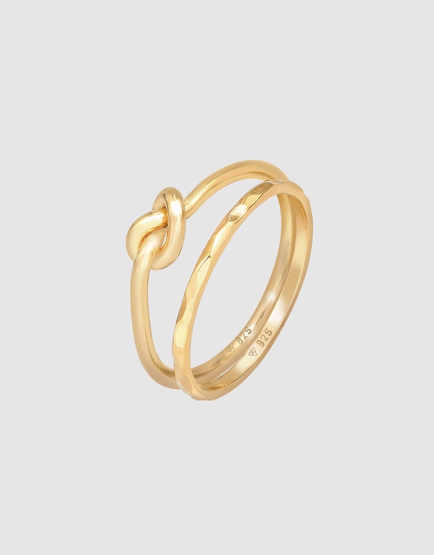Elli Jewelry - Filigree Knot Ring Set in Gold-Plated 925 Silver