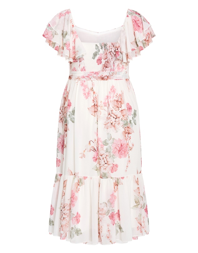 City Chic - Plus size Amelia Floral Print Midi Dress - ivory