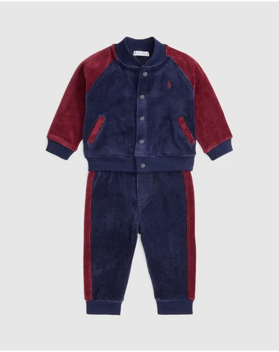 Polo Ralph Lauren - Velour Baseball Jacket & Jogger Pants Set - Babies