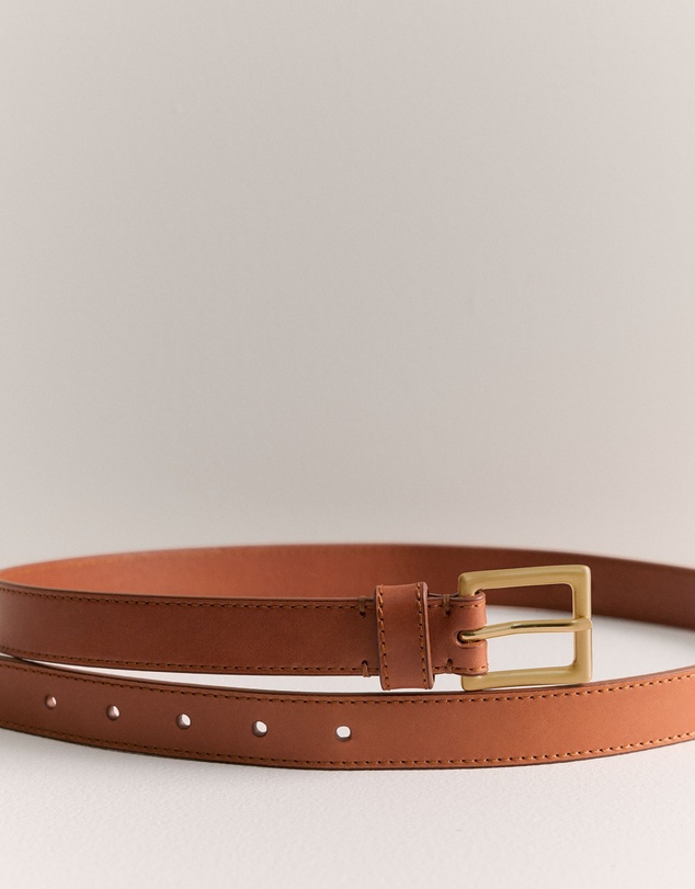 Trenery - Leather Slim Belt in Tan