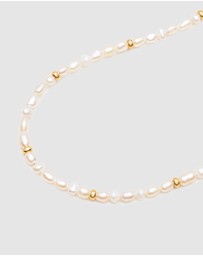 Nialaya Jewellery - Men's Mini Pearl Choker with Gold Plating