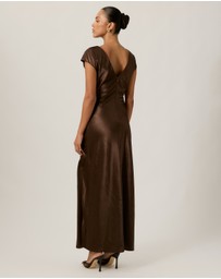 Tussah - Amy Boat Neck Satin Midi Dress