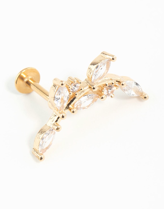 Lovisa - Gold Plated Surgical Steel Curved Vine Single Flat Back