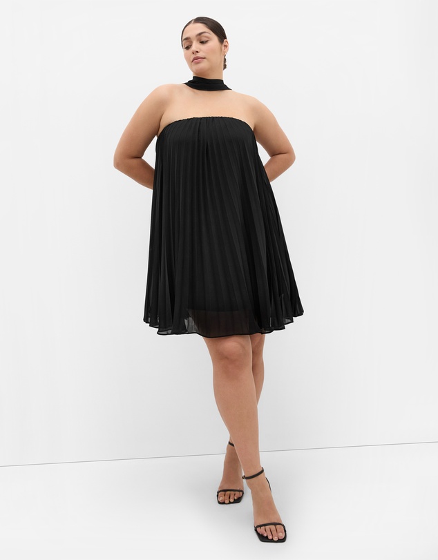 City Chic - Aida Strapless Pleat Mini Dress - black