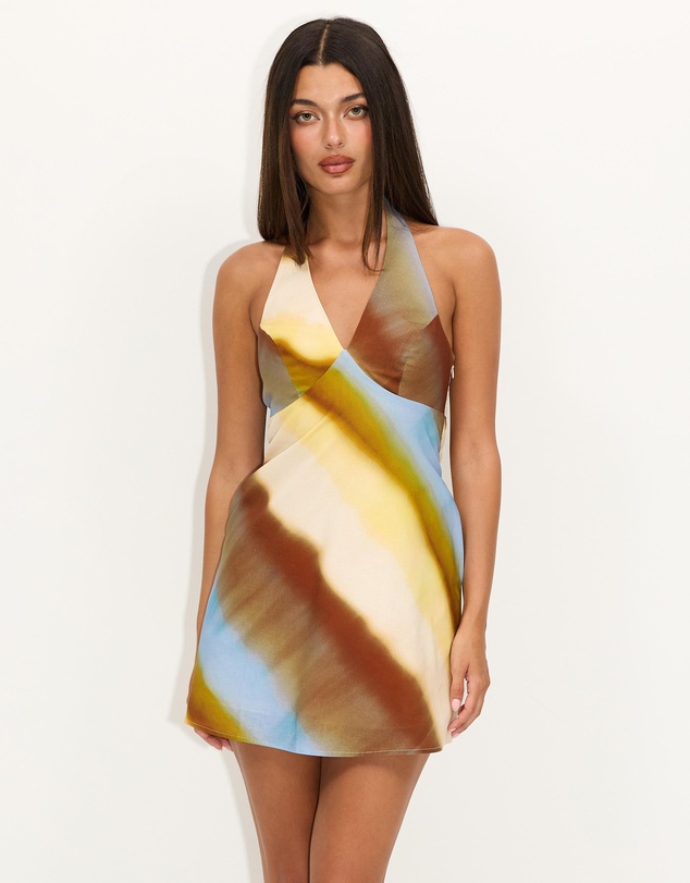 Dazie - Zadie Halter Linen Blend Mini Dress