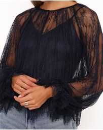 Petal & Pup - Duncan Sheer Lace Top - Midnight Navy