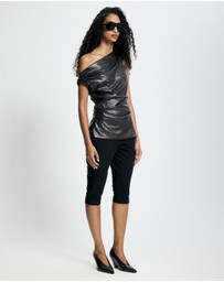 Lover - Fleur Patent Leather Look Asymmetrical Top