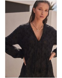 NEXT - 3D Cornelli Embelished Long Sleeve Tiered 100% Cotton Mini Dress