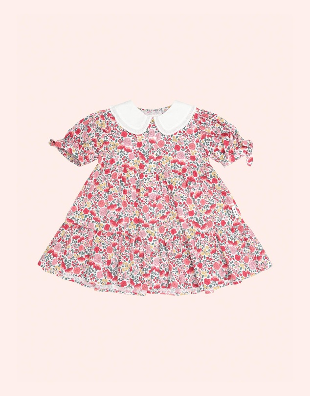 Huxbaby - Festive Floral Frill Collar Dress - Babies-Teens