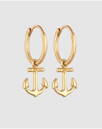 Elli Jewelry - Earrings Creoles Anchor Pendant Maritime in 925 Sterling Silver gold plated